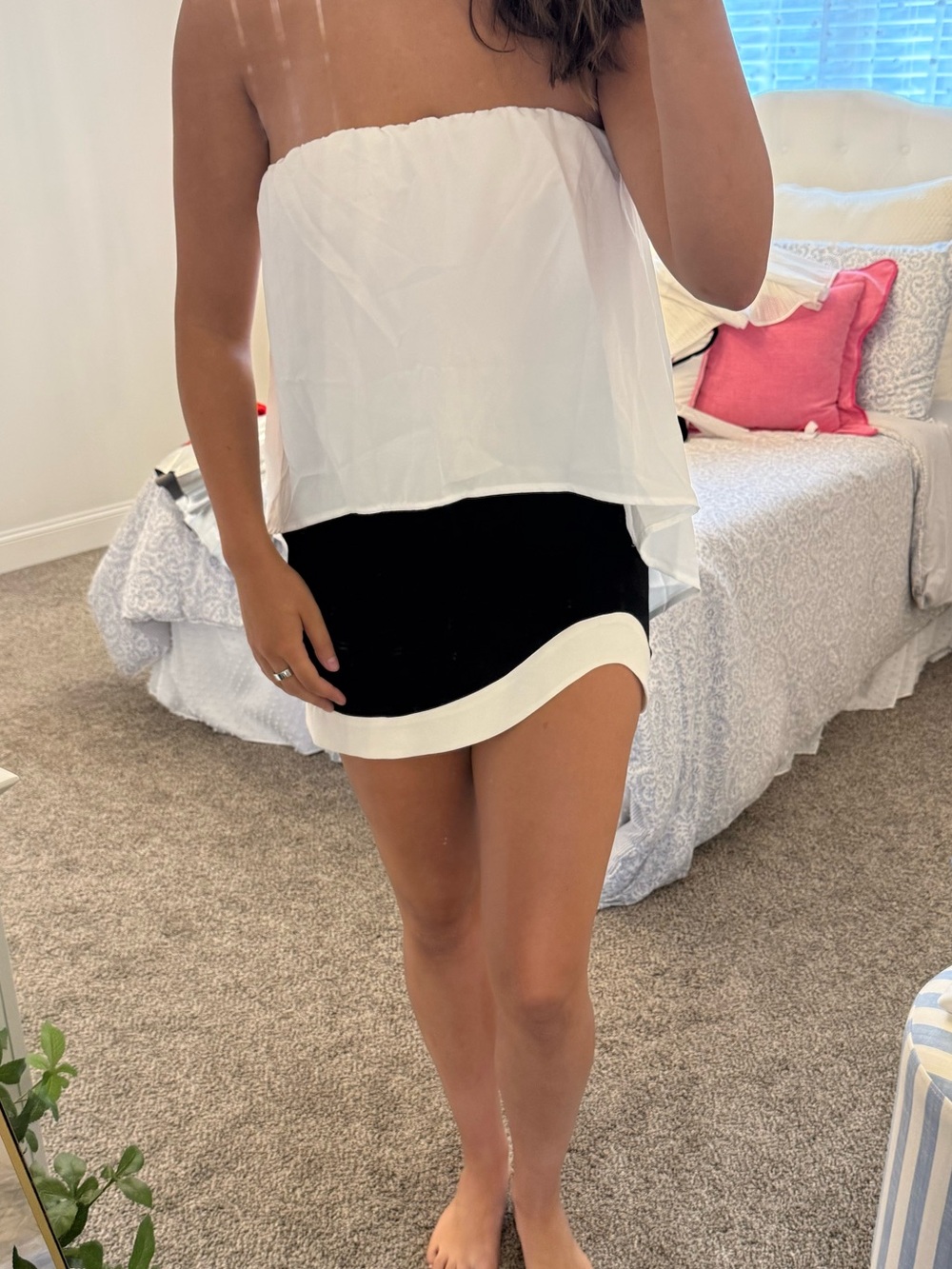 Reformation Black and White Mini Skirt